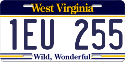WV license plate 1EU255