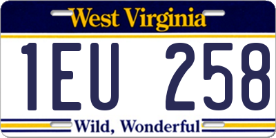 WV license plate 1EU258