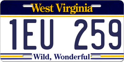 WV license plate 1EU259