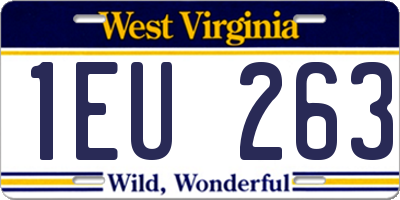 WV license plate 1EU263