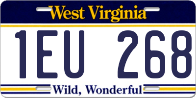 WV license plate 1EU268