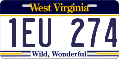 WV license plate 1EU274