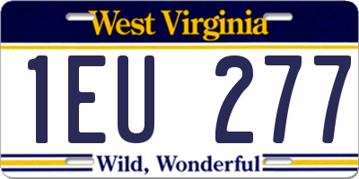 WV license plate 1EU277