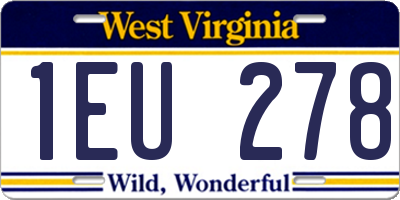 WV license plate 1EU278