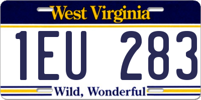 WV license plate 1EU283