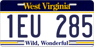 WV license plate 1EU285