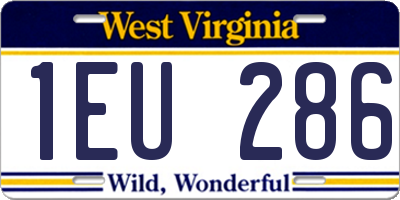 WV license plate 1EU286