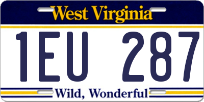 WV license plate 1EU287