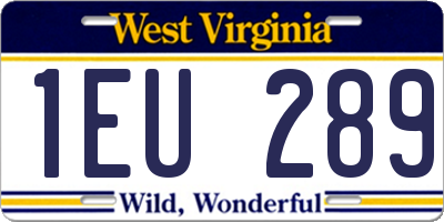 WV license plate 1EU289