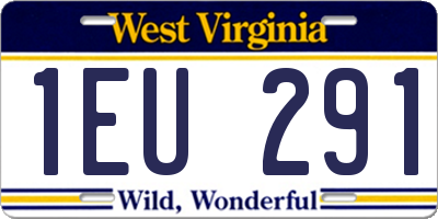 WV license plate 1EU291