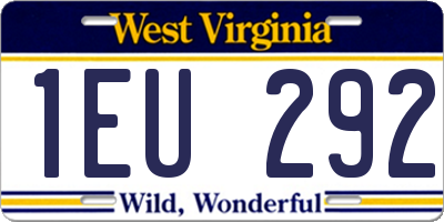 WV license plate 1EU292