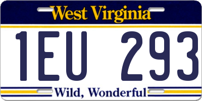 WV license plate 1EU293