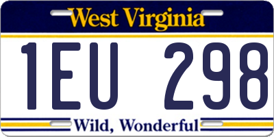 WV license plate 1EU298