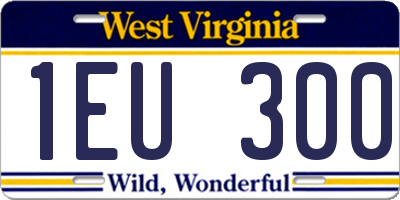 WV license plate 1EU300