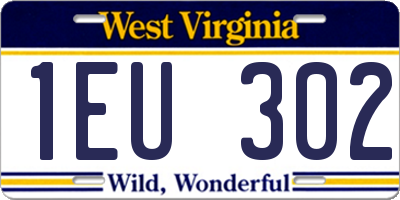 WV license plate 1EU302