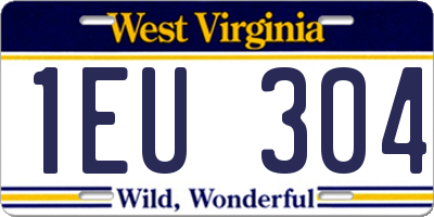 WV license plate 1EU304
