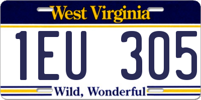 WV license plate 1EU305
