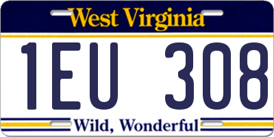 WV license plate 1EU308