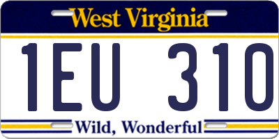 WV license plate 1EU310