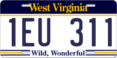 WV license plate 1EU311
