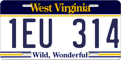 WV license plate 1EU314