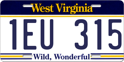 WV license plate 1EU315