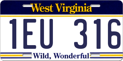 WV license plate 1EU316