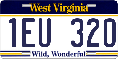 WV license plate 1EU320
