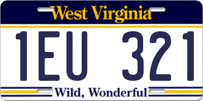 WV license plate 1EU321
