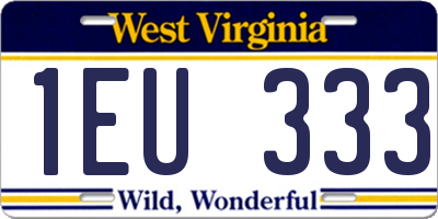 WV license plate 1EU333