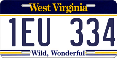 WV license plate 1EU334