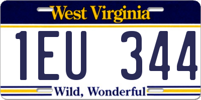 WV license plate 1EU344