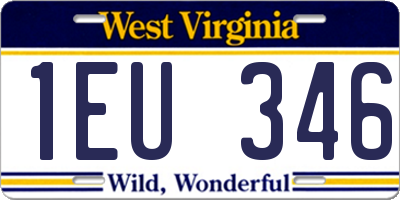WV license plate 1EU346