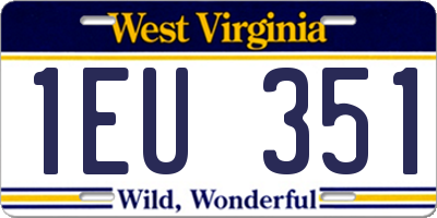 WV license plate 1EU351