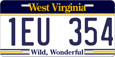 WV license plate 1EU354