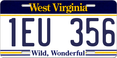 WV license plate 1EU356