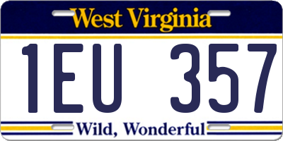 WV license plate 1EU357