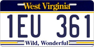 WV license plate 1EU361