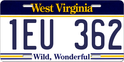 WV license plate 1EU362