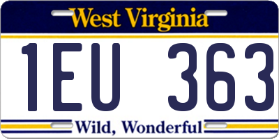WV license plate 1EU363