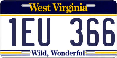 WV license plate 1EU366