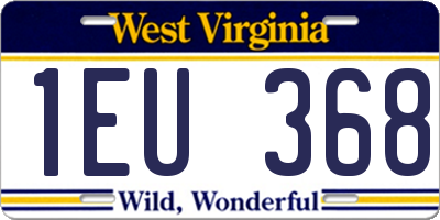 WV license plate 1EU368