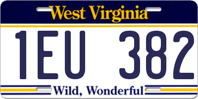 WV license plate 1EU382