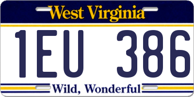 WV license plate 1EU386