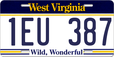 WV license plate 1EU387