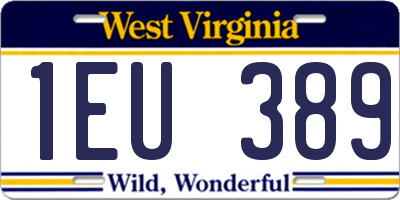 WV license plate 1EU389