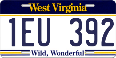 WV license plate 1EU392