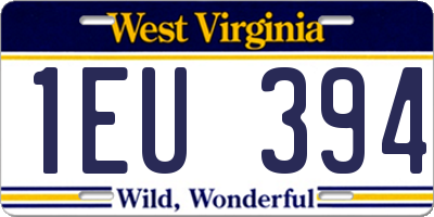 WV license plate 1EU394