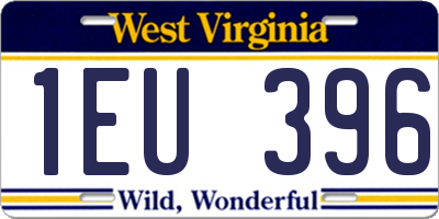 WV license plate 1EU396