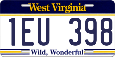 WV license plate 1EU398
